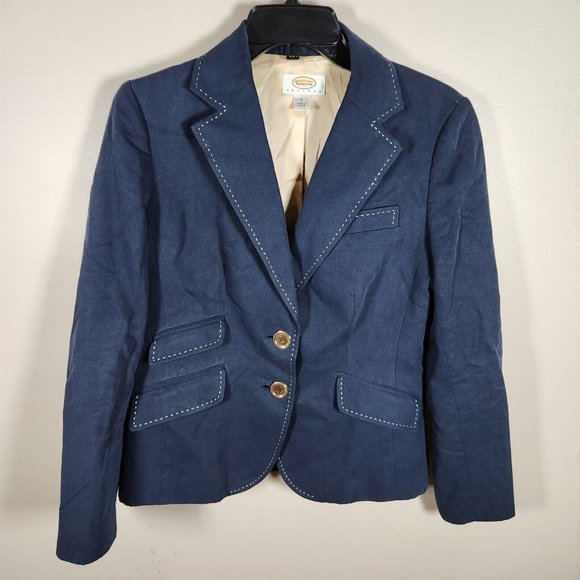 Talbots Jackets & Blazers - Talbots Blazer Womens 6 Petite Navy Blue Jacket Gold Buttons Linen Cotton Career